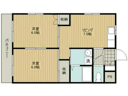 上島やよいマンション(2DK/3階)の間取り写真