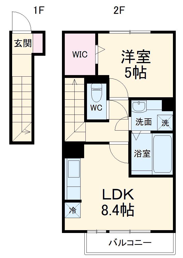 マーブル Ⅰ(1LDK/2階)の間取り写真