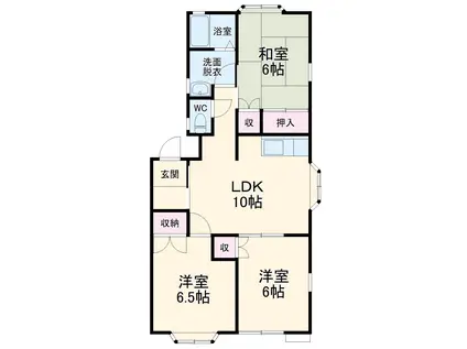 カーサ西貝(3LDK/2階)の間取り写真