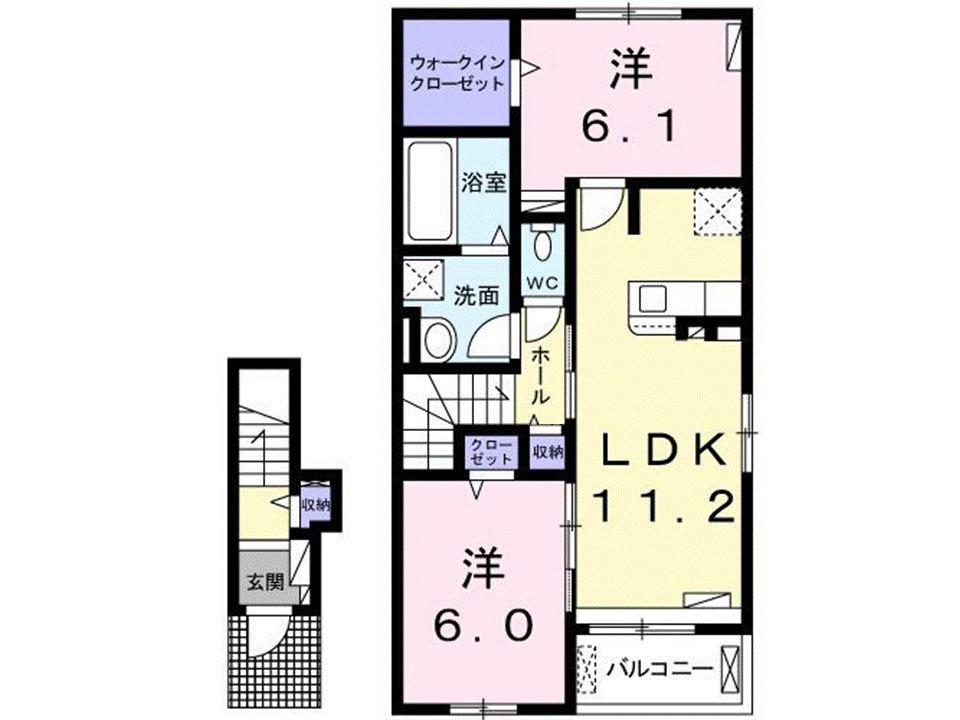 サニーサイドⅠ(2LDK/2階)の間取り写真