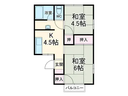 シティハイムフォーサム(2K/1階)の間取り写真