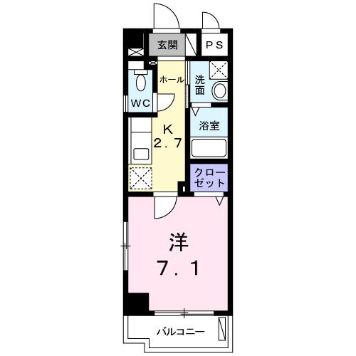 マンション嘉利吉 Ⅱ(1K/3階)の間取り写真