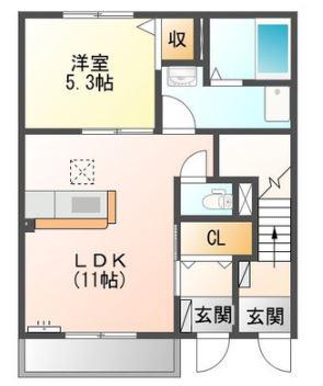 ヴェルジュみのやまⅡ(1LDK/1階)の間取り写真
