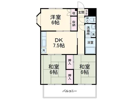 ハイツシゲヲ(3DK/1階)の間取り写真