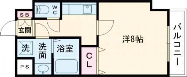 グランレブリー桂パ-トⅡ(1K/3階)の間取り写真