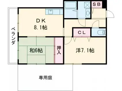 オクトーブル桂(2DK/1階)の間取り写真