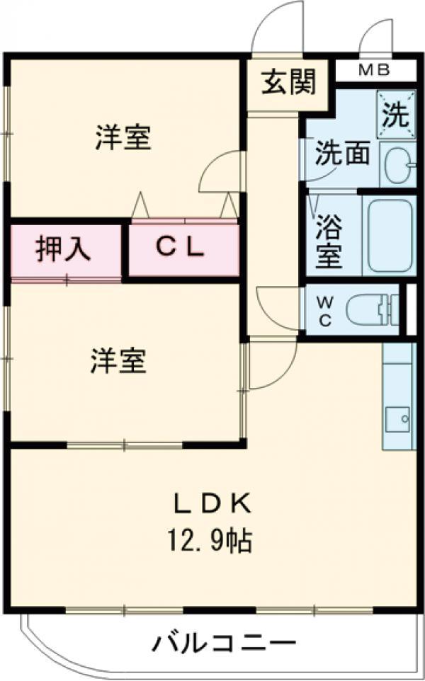 阪急電鉄京都線 桂駅 徒歩10分 3階建 築25年(2LDK/3階)の間取り写真