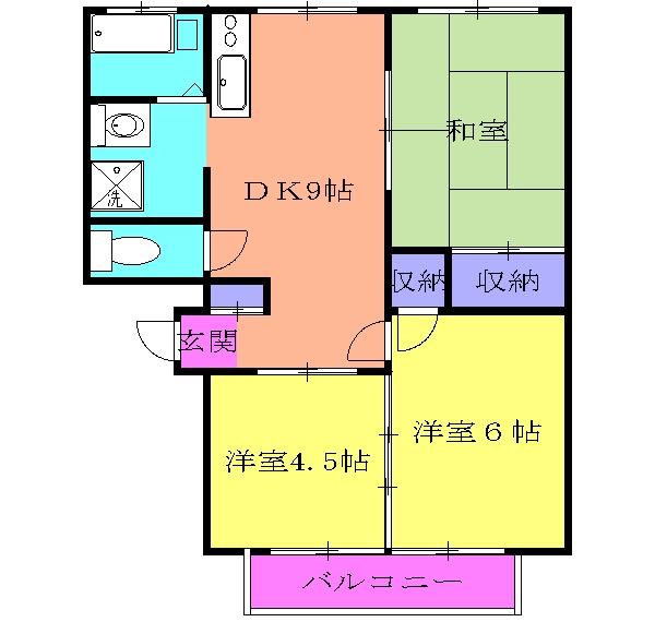 アーバンさつき(3DK/1階)の間取り写真