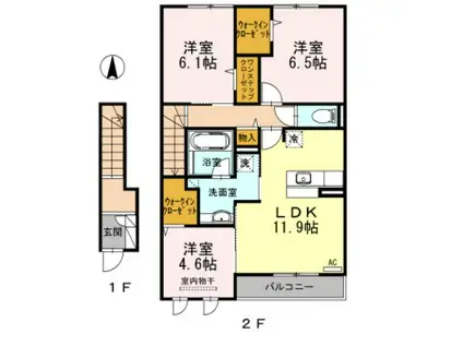 ベルク・ボヌール(3LDK/2階)の間取り写真