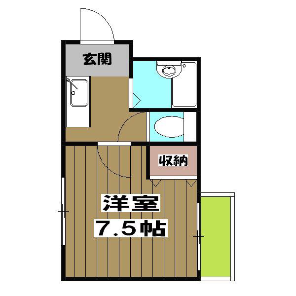 トキハウス(1K/2階)の間取り写真