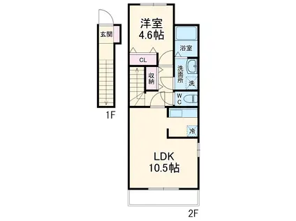 ZERO(1LDK/2階)の間取り写真