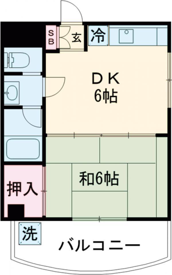 エントピア車折(1DK/2階)の間取り写真