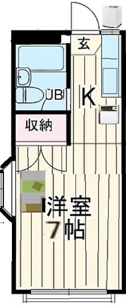 ハイツサンパーク(1K/2階)の間取り写真