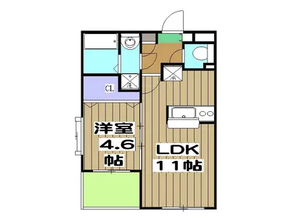 パレス リヴェール(1LDK/4階)の間取り写真