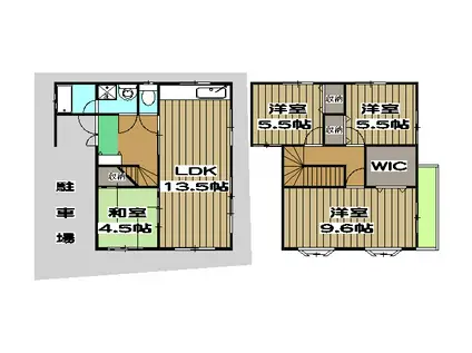 阪急電鉄京都線 桂駅 徒歩3分 2階建 築28年(4LDK)の間取り写真