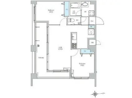 カスタリア壬生(2LDK/7階)の間取り写真