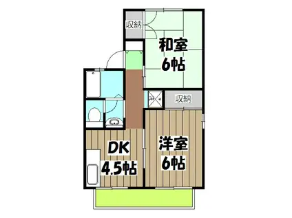 セジュールDEN(2DK/2階)の間取り写真