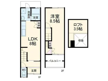 阪急電鉄京都線 桂駅 徒歩12分 2階建 築58年(1SLDK)の間取り写真