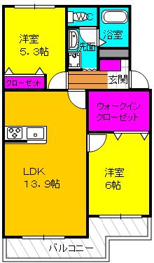 アンシャンテ田中(2LDK/2階)の間取り写真