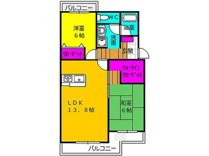 アンシャンテ田中(2LDK/2階)の間取り写真