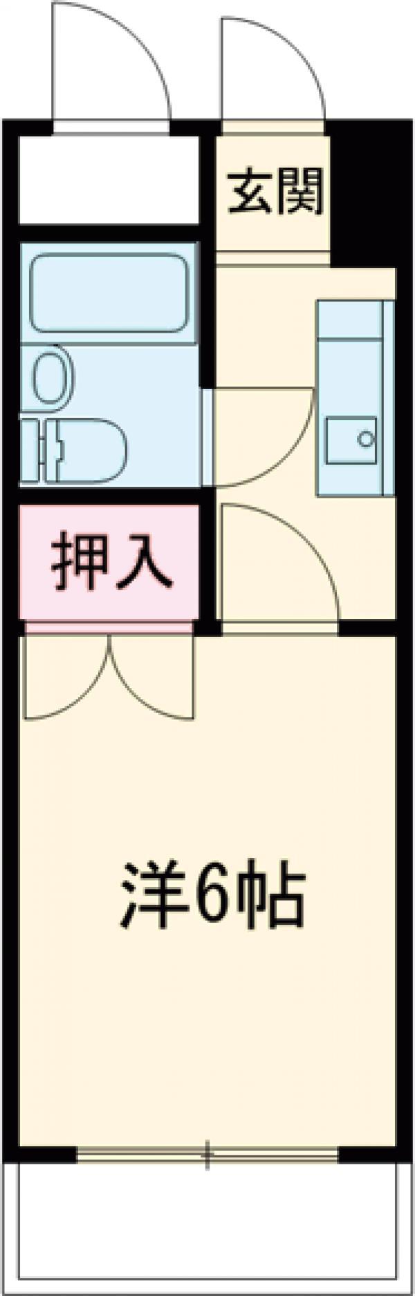 ピエスあさのB(1K/4階)の間取り写真
