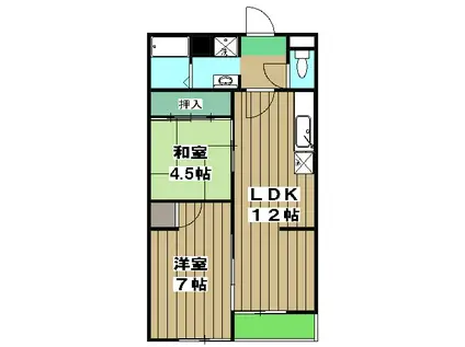 第31長栄コーポきぬもと(2LDK/3階)の間取り写真