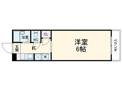エスポアールヌクイ(1K/1階)の間取り写真