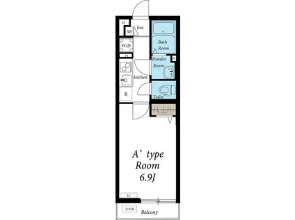 リブリ・KAWAGOE(1K/3階)の間取り写真