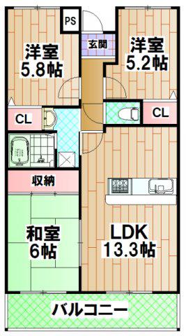 リップルコート和泉中央(3LDK/4階)の間取り写真