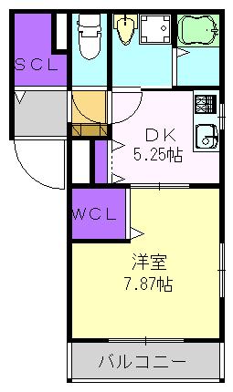FELIZ加守(1DK/1階)の間取り写真