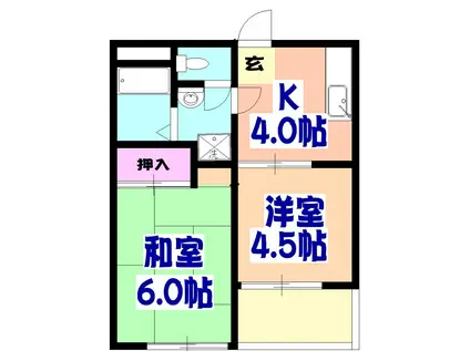 フォルス船橋Ⅰ(2DK/1階)の間取り写真