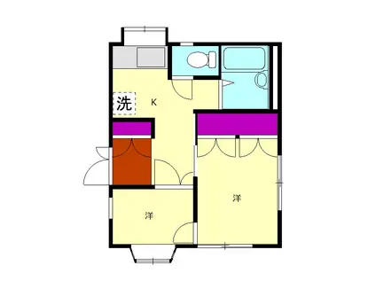 ハヤマハイム(2K/2階)の間取り写真