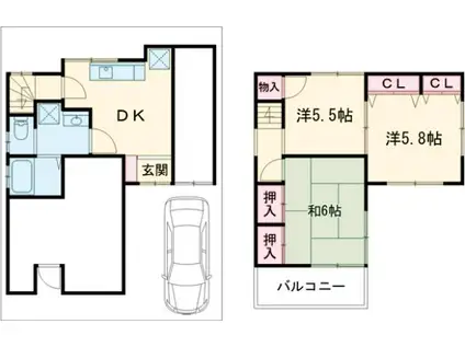 総武・中央緩行線 新小岩駅 徒歩20分 2階建 築55年(3DK)の間取り写真