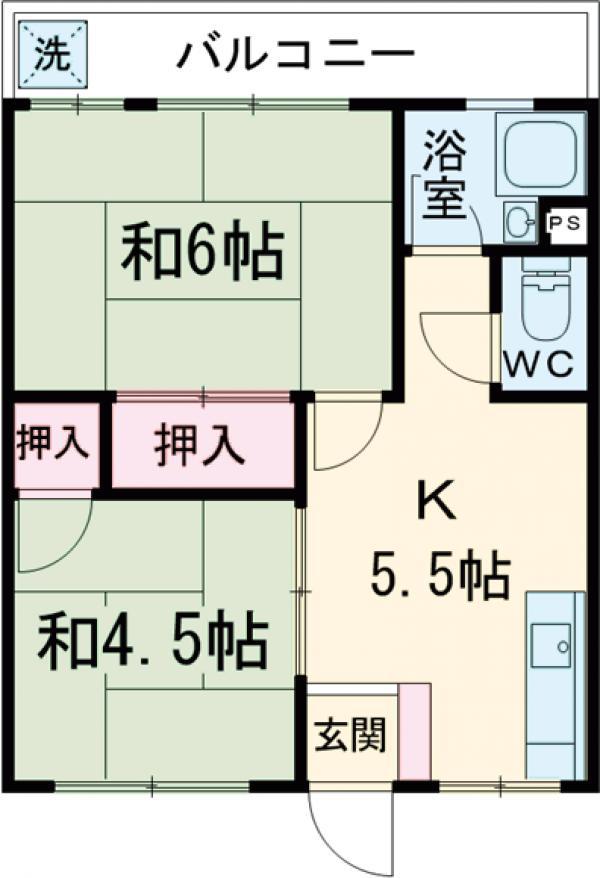 オリーブハイツ(2DK/1階)の間取り写真