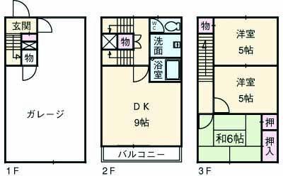 一条院ハイツ(3DK)の間取り写真