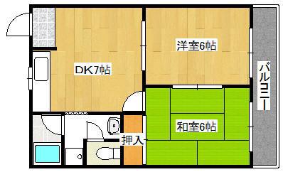 シャトルハイツフジノ(2LDK/1階)の間取り写真