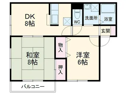 パルティールB(2DK/1階)の間取り写真