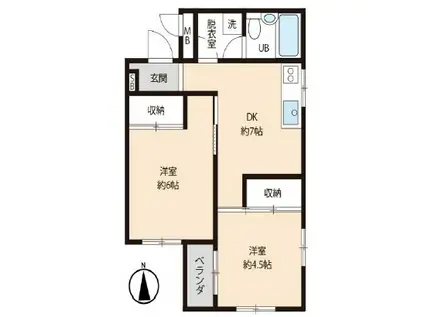 レストハウス富士見(2DK/2階)の間取り写真