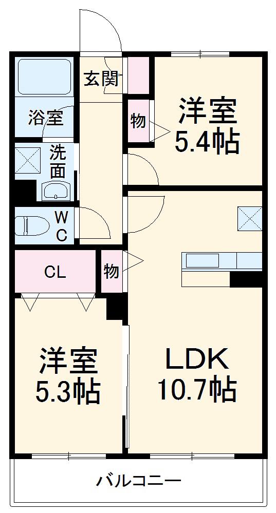 REI COURT(2LDK/1階)の間取り写真