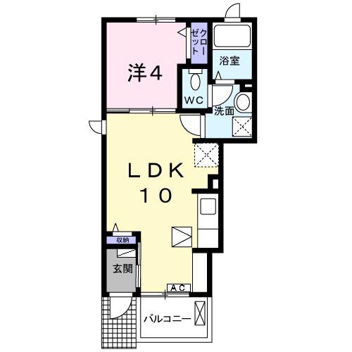 エレガント・パレスⅢ(1LDK/1階)の間取り写真