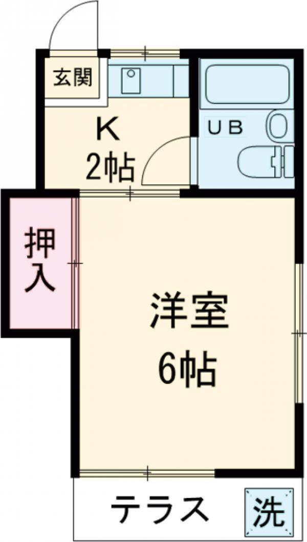 ゆり荘(1K/1階)の間取り写真