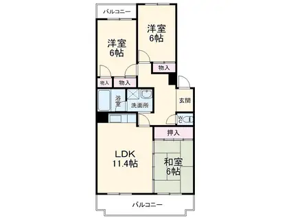 万場山ハイツ(3LDK/2階)の間取り写真