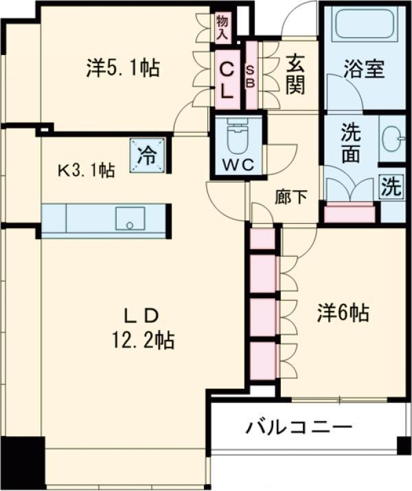 ステーションガーデンタワー(2LDK/15階)の間取り写真