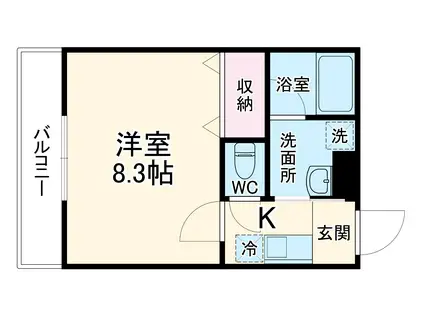 YZハタゴ(1K/1階)の間取り写真