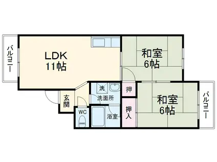 パープルコーポ(2LDK/2階)の間取り写真