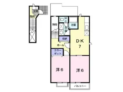 サンパティーク(2DK/2階)の間取り写真