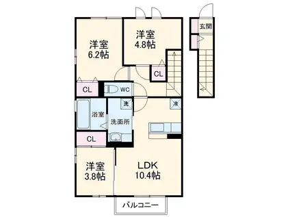 東葉高速鉄道 八千代中央駅 徒歩27分 2階建 築10年(3LDK/2階)の間取り写真