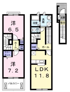 パームガーデンA(2LDK/2階)の間取り写真