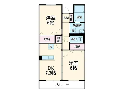 パレットモア公津の杜A棟(2DK/1階)の間取り写真