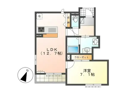 RIVIERE(1LDK/1階)の間取り写真